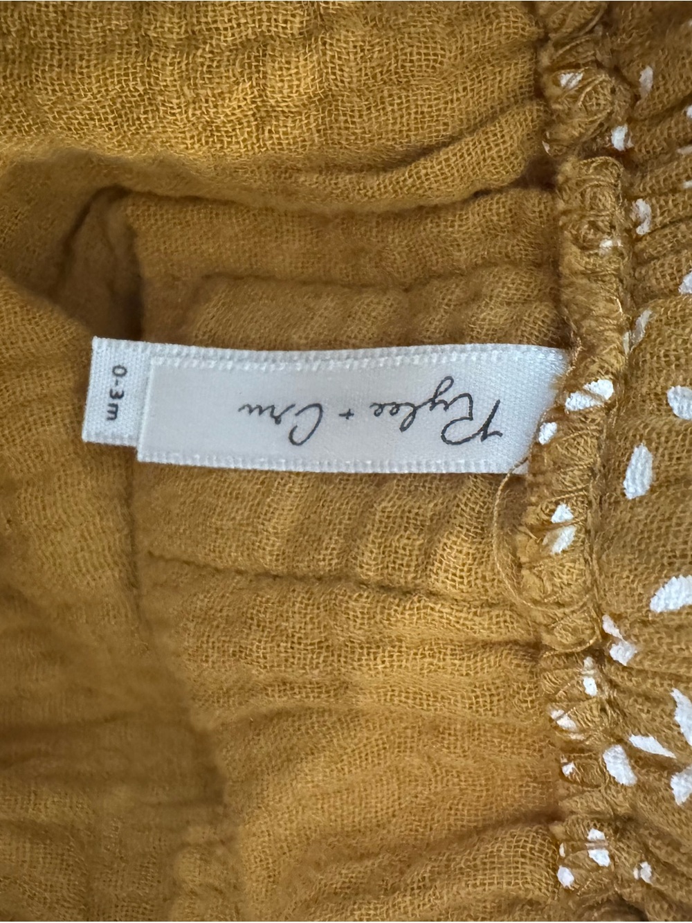 Rylee + Cru Mustard Halter jumpsuit with White Print NWT 0-3 month - Picture 4 of 5